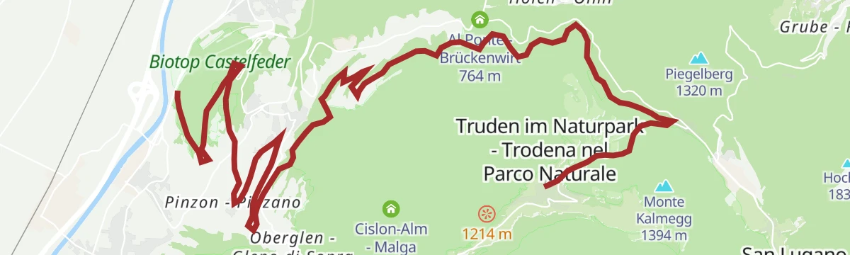 Route map: Trodena-Connection Cycle Route Adige